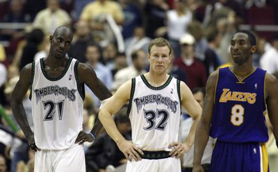 Kevin Garnett, Fred Hoiberg, Kobe Bryant, May 2004