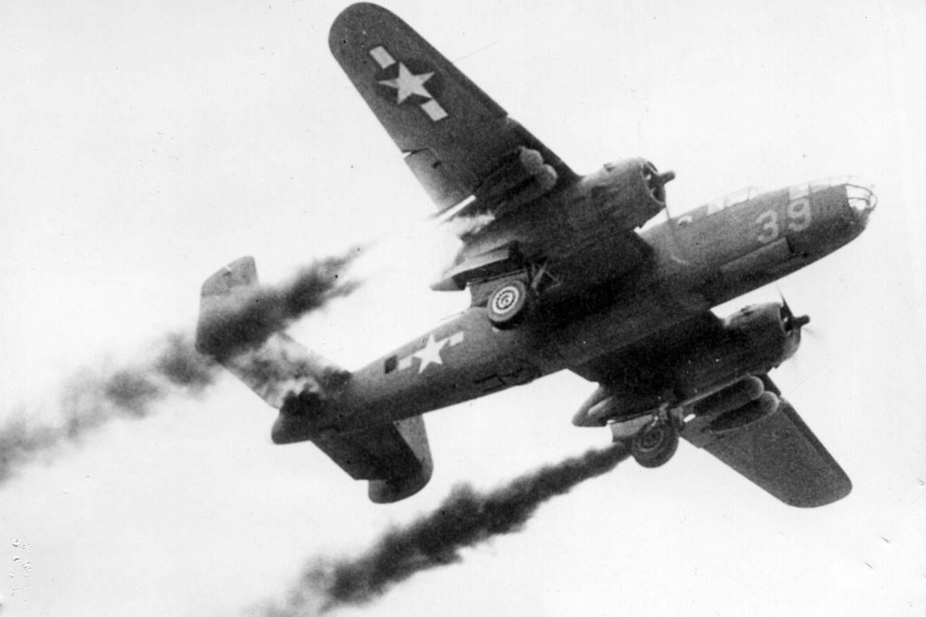 Modified B-25 Mitchell On Test Flight
