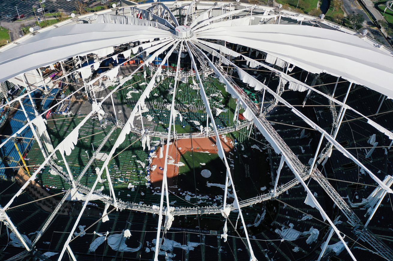 (EDITORS NOTE: Image taken with drone) In this aerial view,...